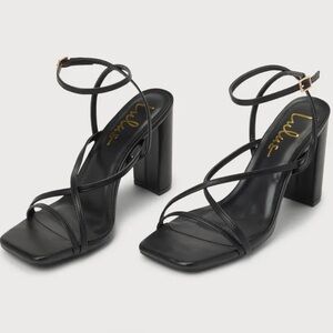 Lulus Makennaa Black Strappy High Heel Ankle Strap Sandals